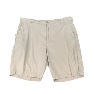 Joseph Abboud Shorts Mens 38 Putty Beige Check Plaid Flat Front Cotton Blend